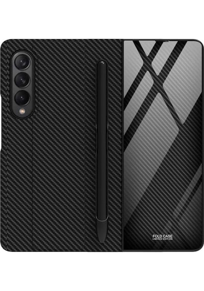 Samsung Uyumlu Galaxy Z Fold 3 Kılıf Kalemlik Bölmeli Droga Pakette Kale Siyah