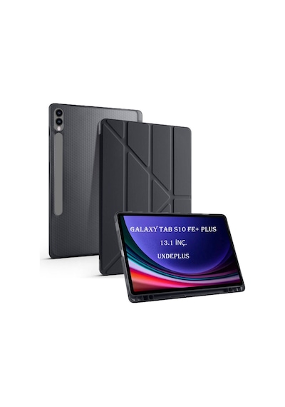 Samsung Uyumlu Galaxy Tab S10 Fe+ Plus Kılıf Kalem Bölmeli Trifolding Case X620 X626 Kapaklı