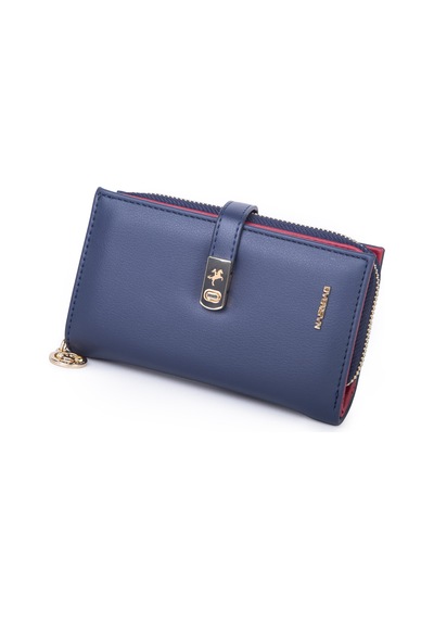 Nas Bag Kadın Orta Boy Kartlık Kağıt Para Ve Bozuk Para Tasarımına Sahip Lacivert Kırmızı Dona 16x9 Cm