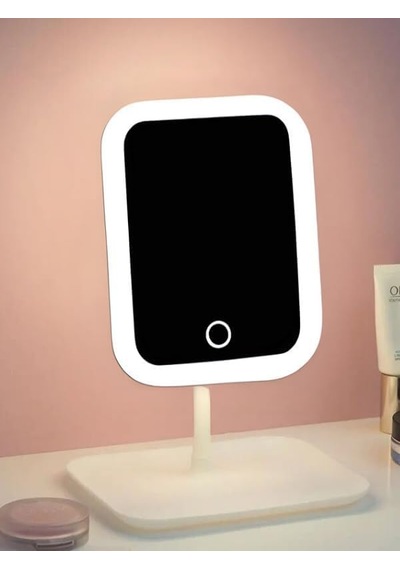Led Işıklı Ayarlabilir Makyaj Aynası, Usb Şarj Edilebilir, 3 Işık Fonksiyonu, Parlaklık Ayarlı Ve Organizer Tabanlı Taşınabilir Kozmetik Ayna Beyaz Açık Bej