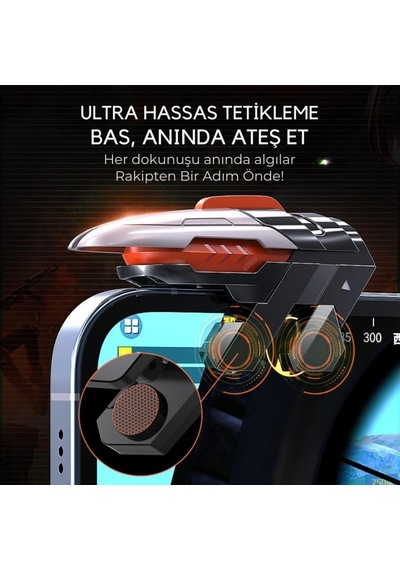 Profesyonel Yüksek Hassasiyetli Telefon Tetik Mobil Oyun Tetik Aparatı 4 Buton Nişan Ve Tetik Tuşu