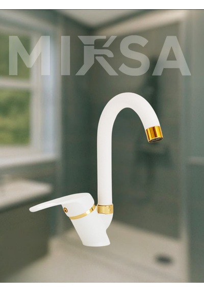 Lüx Beyaz-gold Baston Borulu Banyo Lavabo Bataryası, Musluğu, Çift Su Girişli
