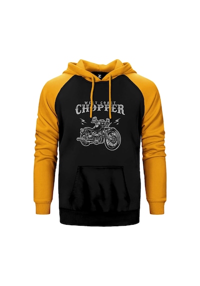 West Coast Choppers Customs Sarı Renk Reglan Kol Kapşonlu Sweatshirt Sarı