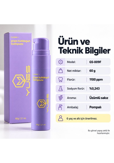 Yues Üzümlü Sakız Aromalı Florürlü Pompalı Diş Macunu 60 G Beyazlatma