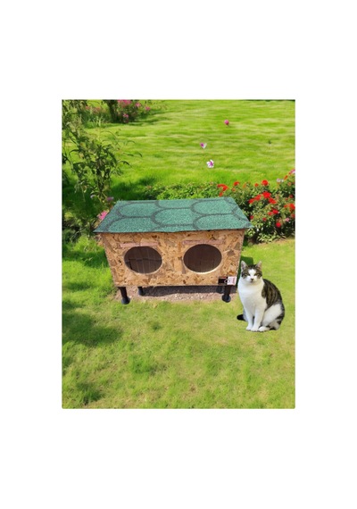 Kedi Evi Kedi Yuvası Üst Kapak Açılır İki Bölmeli Isı Ve Su Yalıtımlı 60x40x40xm