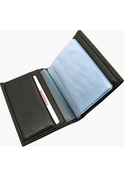 Westpolo Hakiki Deri Kağıt Para Ve Bol Şeffaf Kart Bölmeli Unisex Kartlık - 616 Haki