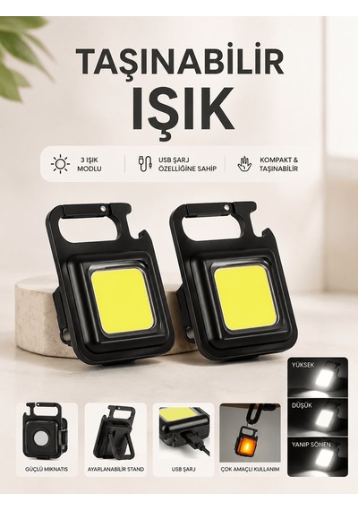 Taşınabilir Işık 3 Işık Modlu Usb Şarj Özeeliğine Sahip Aklby-bsva58