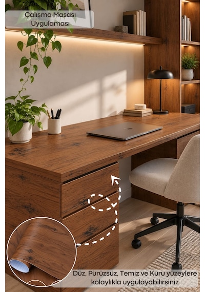 Deconitte Premium Kendinden Yapışkanlı Antik Ceviz Ahşap Desen Mobilya Dolap Masa Tezgah Kaplama Folyosu 60x100cm