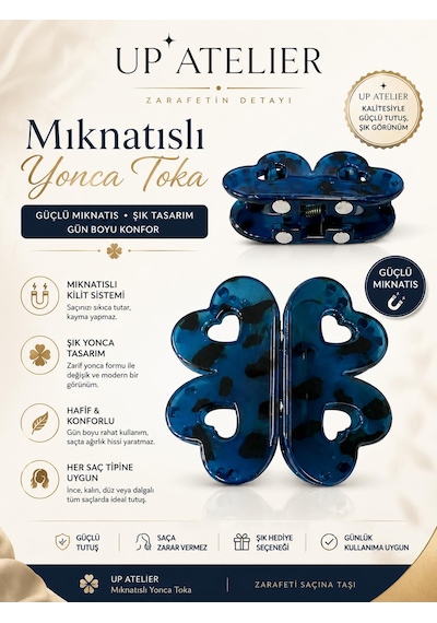 Mıknatıs Kemik Yonca Toka 6cm Lacivert