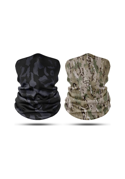 Dair Kamuflaj Desenli 2'li Set Boyunluk Bandana Outdoor Balaklava Yüz Maskesi Kafa Bandı