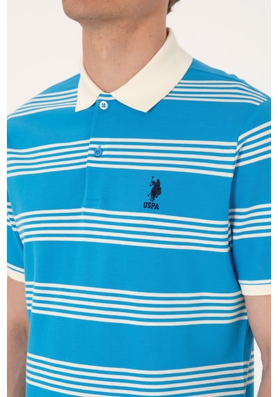 U.S. Polo Assn. Erkek Regular Fit Polo Yaka Turkuaz Çizgili Tişört 50306826-VR093