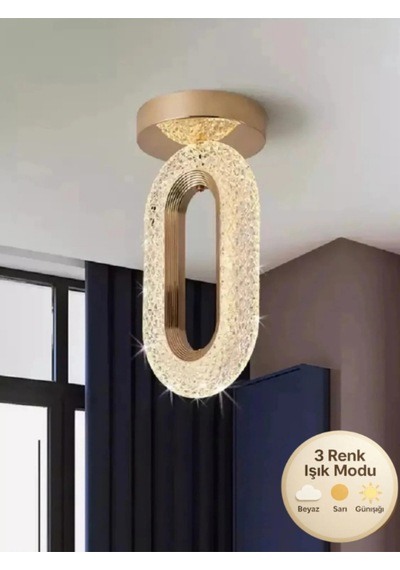 Eclipse Model Plafonyer Tavana Sıfır Gold 3 Renk Modu Koridor Yatak Odası Çocuk Odası Led Avize Metalik