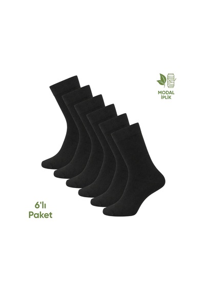 Modal İplik Erkek Soket Çorap - 6 Çift - Dikişsiz - Atlas - 18002 - Set 6 Çok Renkli