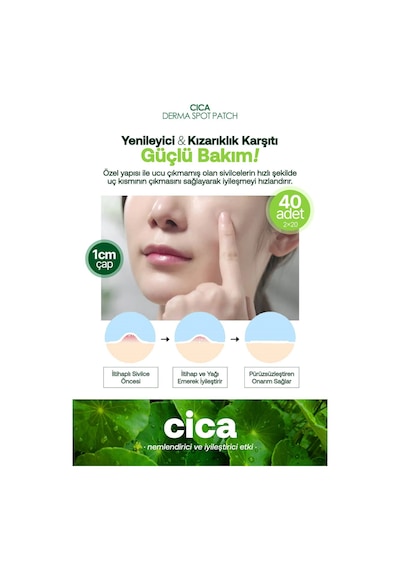 Lebelage Cica İçeren Akne ve Sivilce Bandı 40 adet Lebelage Cica Derma Spot Patch 40 pcs