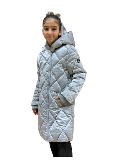 Kız Çocuk Kapüşonlu Kaban 51329 Gri