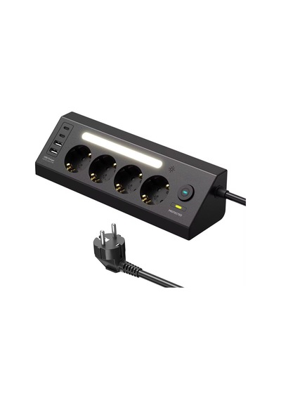 Lexroo Smayling Akım Korumalı Çoklu Priz 4 Priz Girişi + 2 Usb-