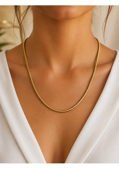Cm Jewelry Gold Çelik Yılan Zincir Kolye Altın