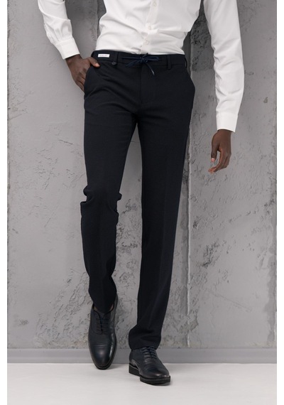 Ecer Regular Fit Yan Cepli Kışlık Gofre Kumaş Pantolon Lacivert