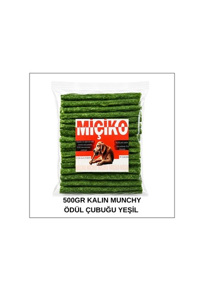 Köpekler İçin Xxl Kalın Munchy Ödül Çubuğu 500gr Yeşil