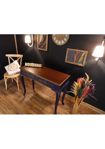 Wooding 100 Cm Çekmeceli Masif Lacivert Ceviz Dresuar (548588022) Ceviz