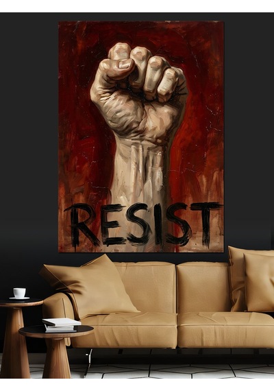 Resıst Yumruk Protesto Poster Dekoratif Kanvas - Mdf Ahşap Tablo