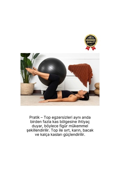 Premium Mini Gymball 20cm Jimnastik Denge Fitness Spor Şişirme Pompası Siyah Pilates Topu