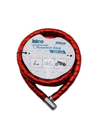 Kırmızı Motor Bisiklet Kilidi 22 Mm X 200 Cm Diğer