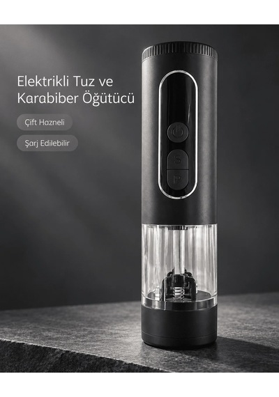 Ers Mutfak Ve Sofra Kullanımına Uygun Çift Hazneli Elektrikli Tuz Karabiber Öğütücü Çok Renkli