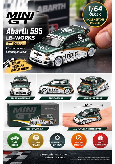 Mini Gt 1/64 Abarth 595 Lb-works Ty Edition Diecast Koleksiyon Model Araba 5,7 Cm