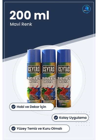 Mavi Sprey Boya 200 Ml Kolay Uygulanabilir Hobi Ve Dekor Boyası H