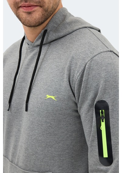 Slazenger Ozzy In Erkek Kanguru Cepli Kapüşonlu Gri Sweatshırt Gri