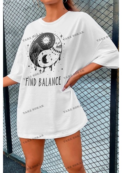 Yin & Yang Tasarım Unisex Beyaz