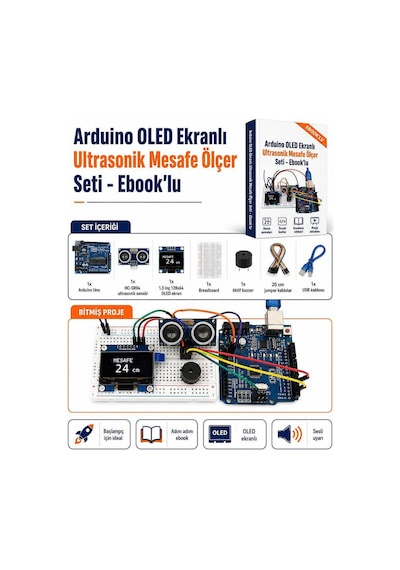 Arduino Oled Ekranlı Ultrasonik Mesafe Ölçer Seti - Ebook Lu