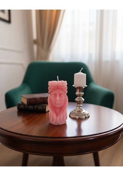 Kadın Desenli Dekoratif Mum Pembe