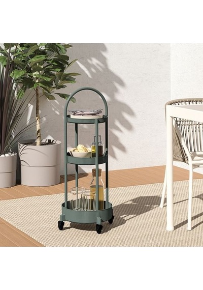 Ikea Juttersbo Servis Arabası, Gri-yeşil, 36x36 Cm