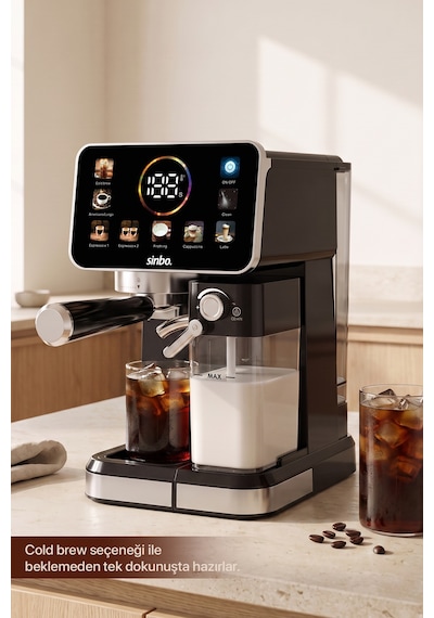 Scm-3030 Pro Kapsüllü & Toz Kahve Espresso Makinesi 20 Bar, Renkli Dokunmatik Ekran, Süt Hazneli