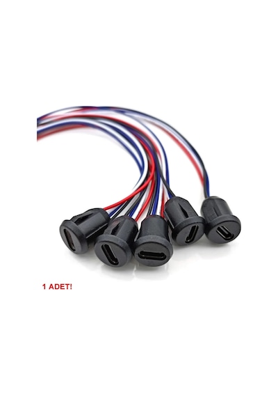 Type C Panel Montaj Dişi Soket 4 Pin 15cm Kablolu Siyah Uzatma Usb 3.1 Konnektör Araba Kamera Oyunc