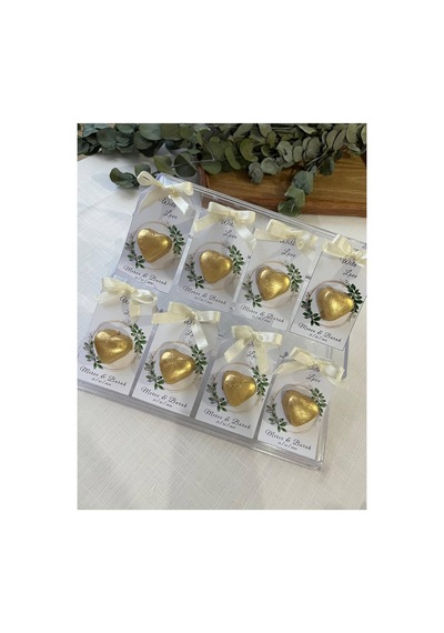 25 Adet Kişiye Özel İsimli Kartlı Söz Nişan Nikah Çikolatası Gold Kalpli - 927103299 Diğer