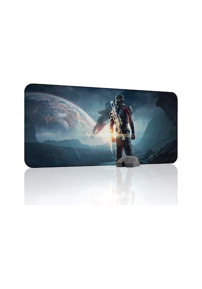 Mass Effect Kaymaz Dikişli Kauçuk Oyuncu Mousepad V3 - 90x40 Xxl Gaming Mouse Pad Fare Altlığı
