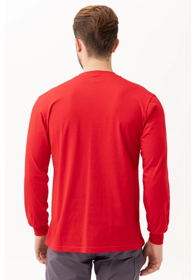 Padus V Yaka Uzun Kollu T-shirt - Rahat Kesim, İş Ve Günlük Kullanım Kırmızı