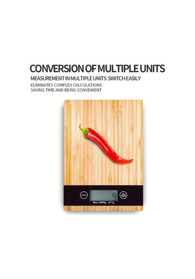 Bambu Desenli Dijital Mutfak Tartısı 5kg Hassas Ölçüm Renkli