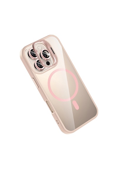 Joko Apple İphone 16 Pro Max Remim Lensli Magsafe Standlı Kapak - Pembe 0.2M-Çok Renkli