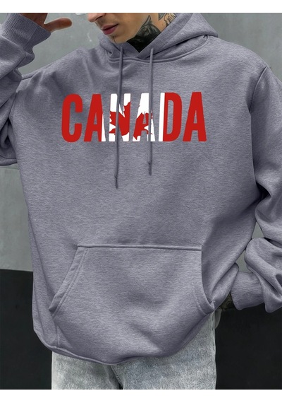 Startmore Tarzsokak Kanada Akçaağaç Yaprağı Tasarım Erkekler Hoodie Cep Hoody Çok Renkli Rahat Kazaklar Sonbahar Gri