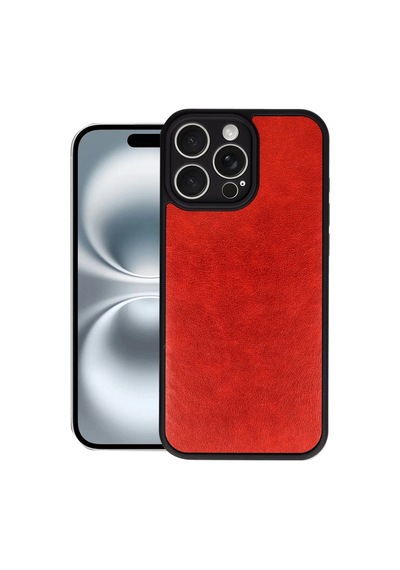 Apple iPhone Uyumlu 16 Pro Kılıf Aras Deri Kapak - Kırmızı renkli