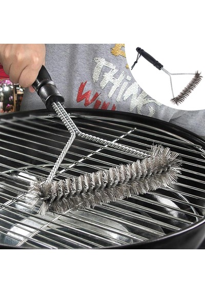 Mangal Barbekü Fırçası, Izgara Temizleme Fırçası, Paslanmaz Çelik, Ekstra Uzun Mangal Temizleme Fırçası, Gazl