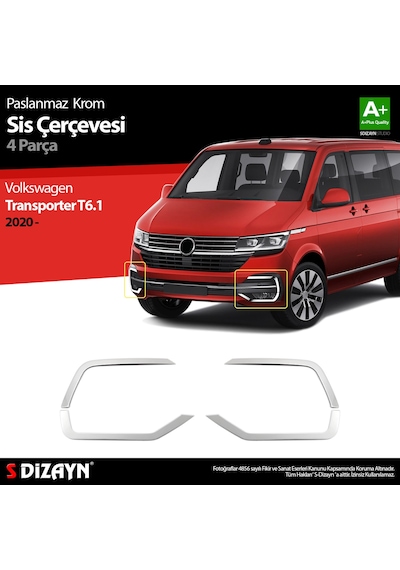 S-Dizayn Vw Transporter T6.1 Krom Sis Farı Çerçevesi 4 Prç. 2020