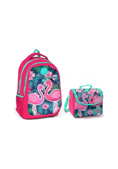 Coral High Kız Çocuk Pembe Flamingo Okul Sırt Çantası ve Beslenme
