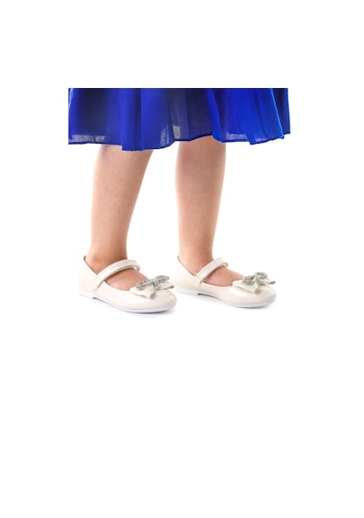 Kiko Kids Papyon Taşlı Cırtlı Kız Çocuk Babet Ayakkabı 254 Cilt Sedef 001