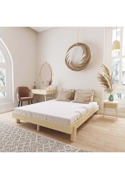 Damla Model Doğal Ahşap Karyola Ve 2 Komodin Set