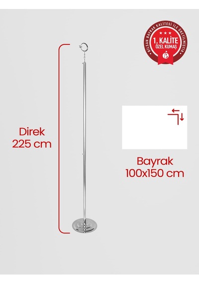 Dışişleri Bakanlığı Makam Bayrağı - Saçaksız Krom Set 100 x 150 CM
